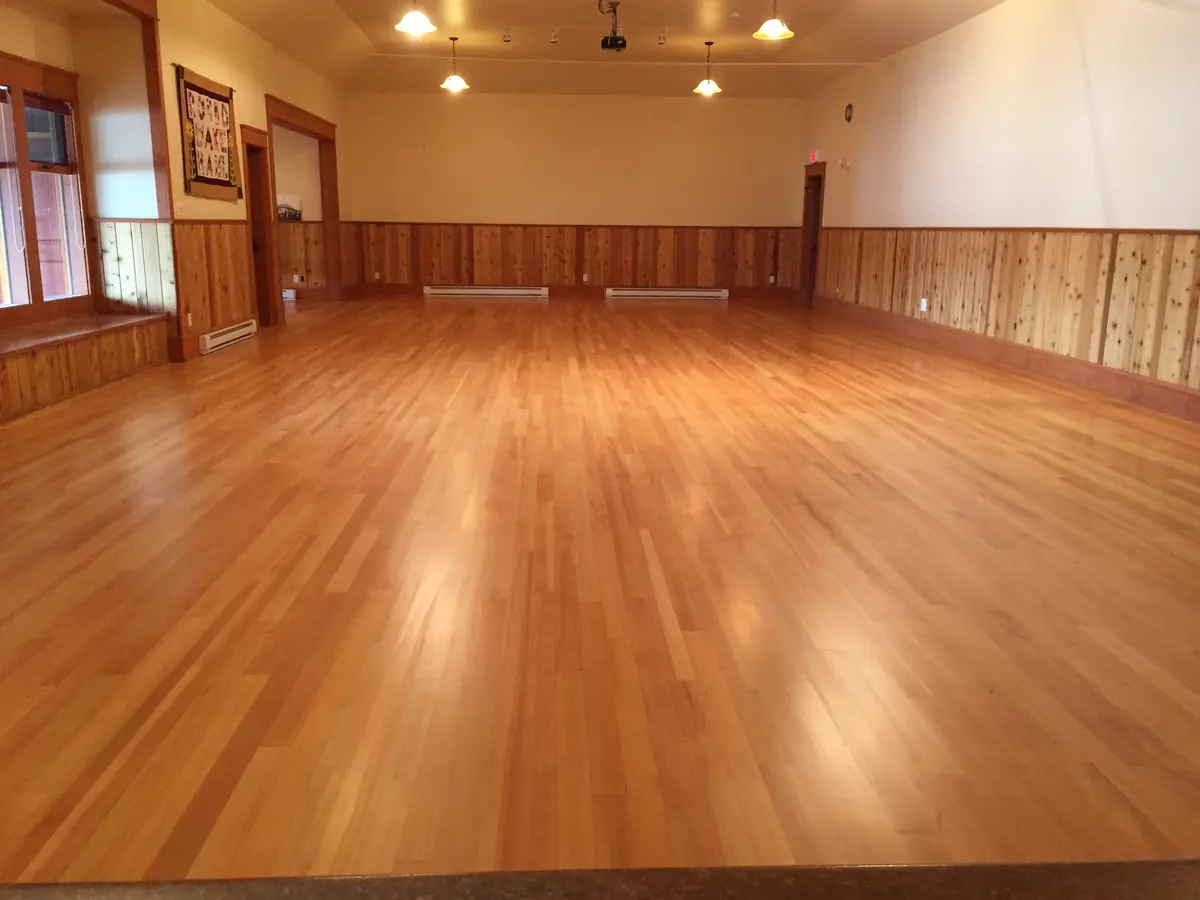 Community centre hall floor after refinishing