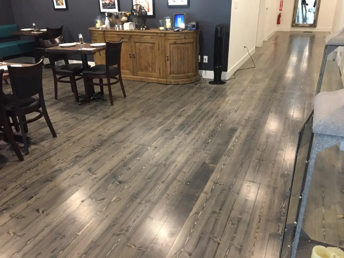Restaurant dining room floor after refinishing